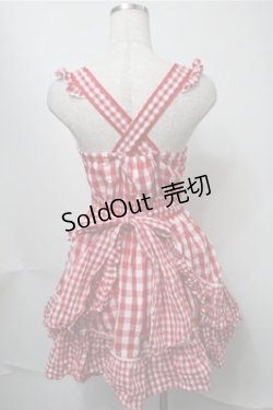 画像2: LIZ LISA / ギンガムエプロン風ワンピース  赤ｘ白 S-25-08-14-059-LO-OP-HR-ZS