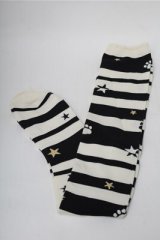 BABY,THE STARS SHINE BRIGHT / りんちゃんの黒猫オーバーニーソックス  黒ｘキナリ S-25-08-14-002-BA-BL-HR-ZS