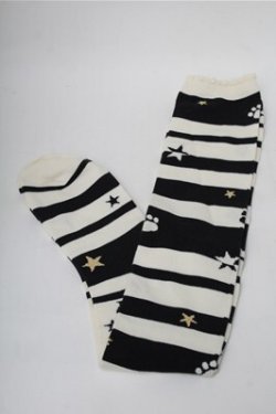 画像1: BABY,THE STARS SHINE BRIGHT / りんちゃんの黒猫オーバーニーソックス  黒ｘキナリ S-25-08-14-002-BA-BL-HR-ZS