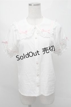 画像1: axes femme Kawaii / 梯子レース半袖ブラウス  白 S-25-08-14-013-AX-BL-HR-ZS