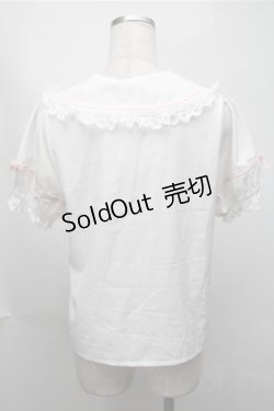 画像2: axes femme Kawaii / 梯子レース半袖ブラウス  白 S-25-08-14-013-AX-BL-HR-ZS