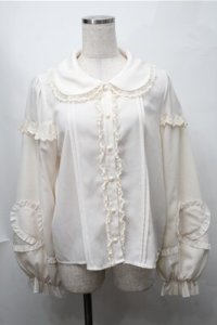 To Alice / 袖ハートレースブラウス  キナリ S-25-08-14-016-LO-BL-HR-ZS