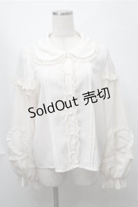 To Alice / 袖ハートレースブラウス  キナリ S-25-08-14-016-LO-BL-HR-ZS