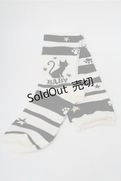画像2: BABY,THE STARS SHINE BRIGHT / りんちゃんの黒猫オーバーニーソックス  黒ｘキナリ S-25-08-14-002-BA-BL-HR-ZS