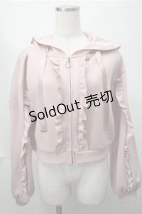 axes femme / フリルデザインジップパーカー  ピンク S-25-08-14-017-AX-TO-HR-ZS