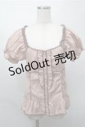 axes femme / 半袖パフスリーブブラウス  ピンク S-25-08-14-018-AX-BL-AS-ZS