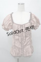 axes femme / 半袖パフスリーブブラウス  ピンク S-25-08-14-018-AX-BL-AS-ZS