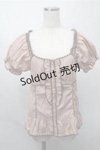 axes femme / 半袖パフスリーブブラウス  ピンク S-25-08-14-018-AX-BL-AS-ZS