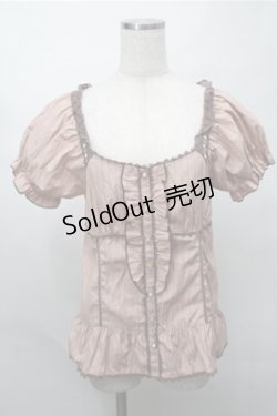 画像1: axes femme / 半袖パフスリーブブラウス  ピンク S-25-08-14-018-AX-BL-AS-ZS