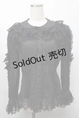 metamorphose / ラッセルレースブラウス（袖レース） L 黒 S-25-08-14-021-ME-BL-HR-ZS