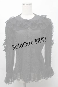 metamorphose / ラッセルレースブラウス（袖レース） L 黒 S-25-08-14-021-ME-BL-HR-ZS