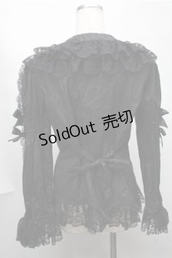 画像2: metamorphose / ラッセルレースブラウス（袖レース） L 黒 S-25-08-14-021-ME-BL-HR-ZS