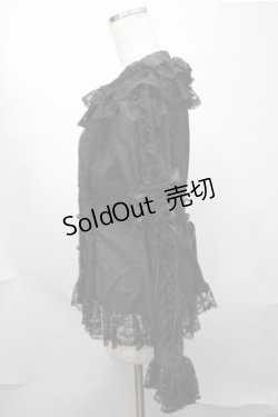 画像3: metamorphose / ラッセルレースブラウス（袖レース） L 黒 S-25-08-14-021-ME-BL-HR-ZS