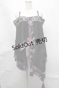 Qutie Frash / オフショル着物ボレロ  黒ｘ紫 S-25-08-14-026-QU-TO-HR-ZS