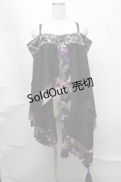 画像1: Qutie Frash / オフショル着物ボレロ  黒ｘ紫 S-25-08-14-026-QU-TO-HR-ZS