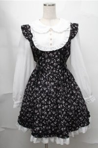 Amavel / Flower Gardenミドルワンピース  黒ｘ白 S-25-08-14-027-CA-OP-HR-ZS