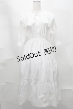 画像1: DearMyLoveWhip / ビッグ襟セーラーティアードロングワンピース  白 S-25-08-14-033-LO-OP-HR-ZS
