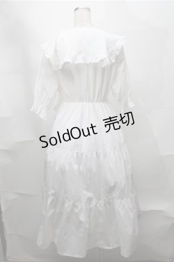 画像2: DearMyLoveWhip / ビッグ襟セーラーティアードロングワンピース  白 S-25-08-14-033-LO-OP-HR-ZS