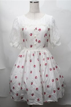 画像1: mille fille closet / ストロベリーワンピース  白 S-25-08-14-034-LO-OP-AS-ZS