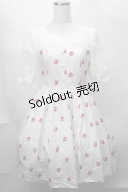 画像1: mille fille closet / ストロベリーワンピース  白 S-25-08-14-034-LO-OP-AS-ZS