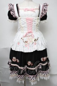 Angel's Heart / ショコラティエメイドエプロンワンピース  黒ｘピンク S-25-08-15-050-EL-OP-AS-ZS