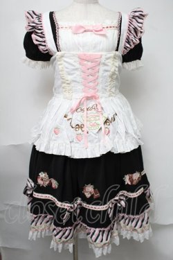 画像1: Angel's Heart / ショコラティエメイドエプロンワンピース  黒ｘピンク S-25-08-15-050-EL-OP-AS-ZS