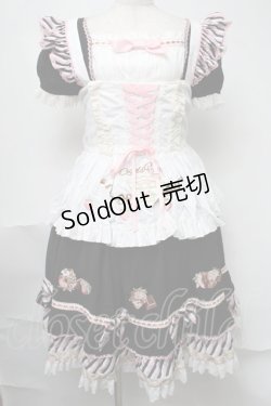 画像1: Angel's Heart / ショコラティエメイドエプロンワンピース  黒ｘピンク S-25-08-15-050-EL-OP-AS-ZS