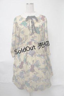 画像1: Jane Marple / 楽器プリントのワンピース  からし S-25-08-15-053-JM-OP-AS-ZS