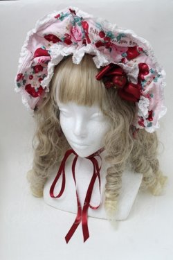 画像1: BABY,THE STARS SHINE BRIGHT / 赤いひとかけらのMarchen柄 ボンネット  ピンク S-25-08-15-019-BA-AC-AS-ZS