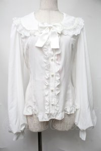 metamorphose / Creamyフリル丸襟ブラウス  白 S-25-08-15-029-ME-BL-AS-ZS