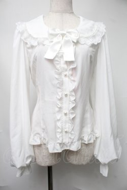 画像1: metamorphose / Creamyフリル丸襟ブラウス  白 S-25-08-15-029-ME-BL-AS-ZS