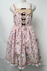 Angelic Pretty / なかよしジンジャークッキージャンパースカート  ピンク S-25-08-15-039-AP-OP-AS-ZS