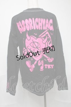 画像2: KRY CLOTHING / 「KRYちゃん(仮)」 ベビーウェイトポケット付ステッチBIGロンT  黒ｘピンク S-25-08-16-049-EL-TS-HR-ZS