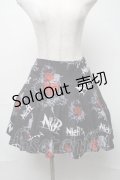 NieR Clothing / プリントスカート  黒 S-25-08-16-064-PU-SK-HR-ZY