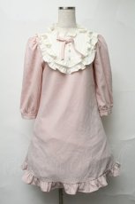 画像1: evelyn / ヨークフリルワンピース  ピンクｘオフ S-25-08-16-015-LO-OP-HR-ZT329 (1)