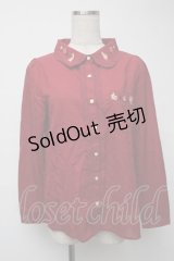 Mary Rose / 不思議の国のアリス刺繍ブラウス  赤 S-25-08-16-027-LO-BL-HR-ZS