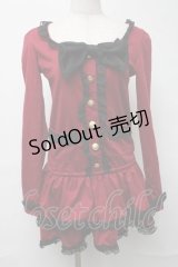 Deary / リボンデザインティアードワンピース  赤ｘ黒 S-25-08-16-028-LO-TO-HR-ZS