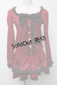 Deary / リボンデザインティアードワンピース  赤ｘ黒 S-25-08-16-028-LO-TO-HR-ZS