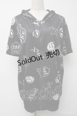 画像1: NieR Clothing / 転写パーカー  黒 S-25-08-16-039-PU-TO-HR-ZI