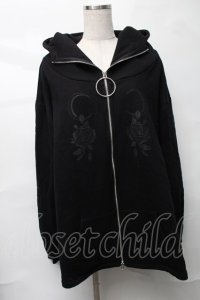 KRY CLOTHING / 「DAVIDE BNPK」ボリュームネック裏起毛Aライン変形パーカー  黒 S-25-08-16-040-EL-BL-HR-ZS