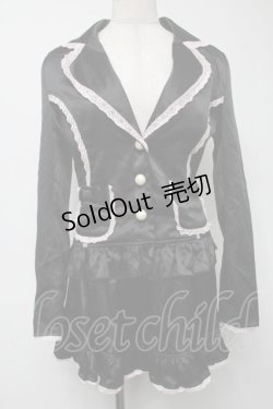 画像1: Deary / サテンレースセットアップ  黒ｘピンク S-25-08-16-045-LO-OP-HR-ZS
