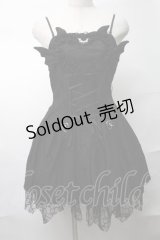 DARK IN LOVE / Gothic Dark Demon Pleated Dressワンピース  黒 S-25-08-17-047-PU-OP-HR-ZS