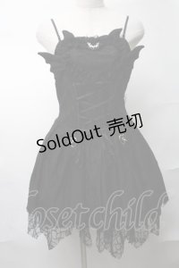 DARK IN LOVE / Gothic Dark Demon Pleated Dressワンピース  黒 S-25-08-17-047-PU-OP-HR-ZS