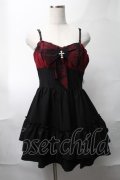 DARK IN LOVE / Gothic spider bow frilly strap dress  黒ｘ赤 S-25-08-17-048-PU-BL-HR-ZS