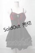 DARK IN LOVE / Gothic spider bow frilly strap dress  黒ｘ赤 S-25-08-17-048-PU-BL-HR-ZS
