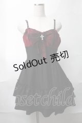 DARK IN LOVE / Gothic spider bow frilly strap dress  黒ｘ赤 S-25-08-17-048-PU-BL-HR-ZS