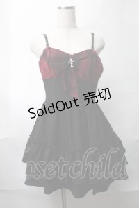 DARK IN LOVE / Gothic spider bow frilly strap dress  黒ｘ赤 S-25-08-17-048-PU-BL-HR-ZS