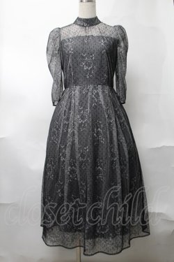 画像1: axes femme / ドットチュールxレースドレス  グレー S-25-08-17-049-AX-TO-AS-ZS