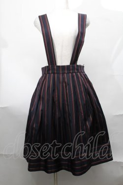 画像1: Jane Marple / サスペンダー付レジメンスカート  紺ｘワイン S-25-08-17-060-JM-SK-AS-ZS