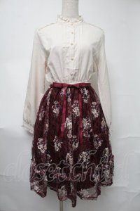 axes femme / マーガレット柄ハイネックワンピース  オフｘワイン S-25-08-17-033-AX-OP-AS-ZS